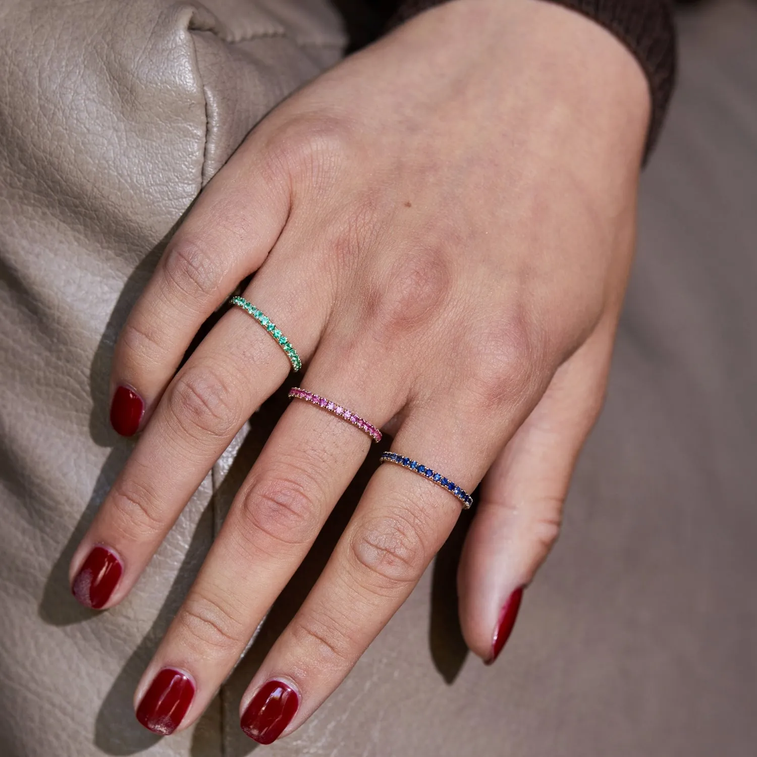 Pink Sapphire U Pave Band sold by Baby Gold product image thumbnail 4