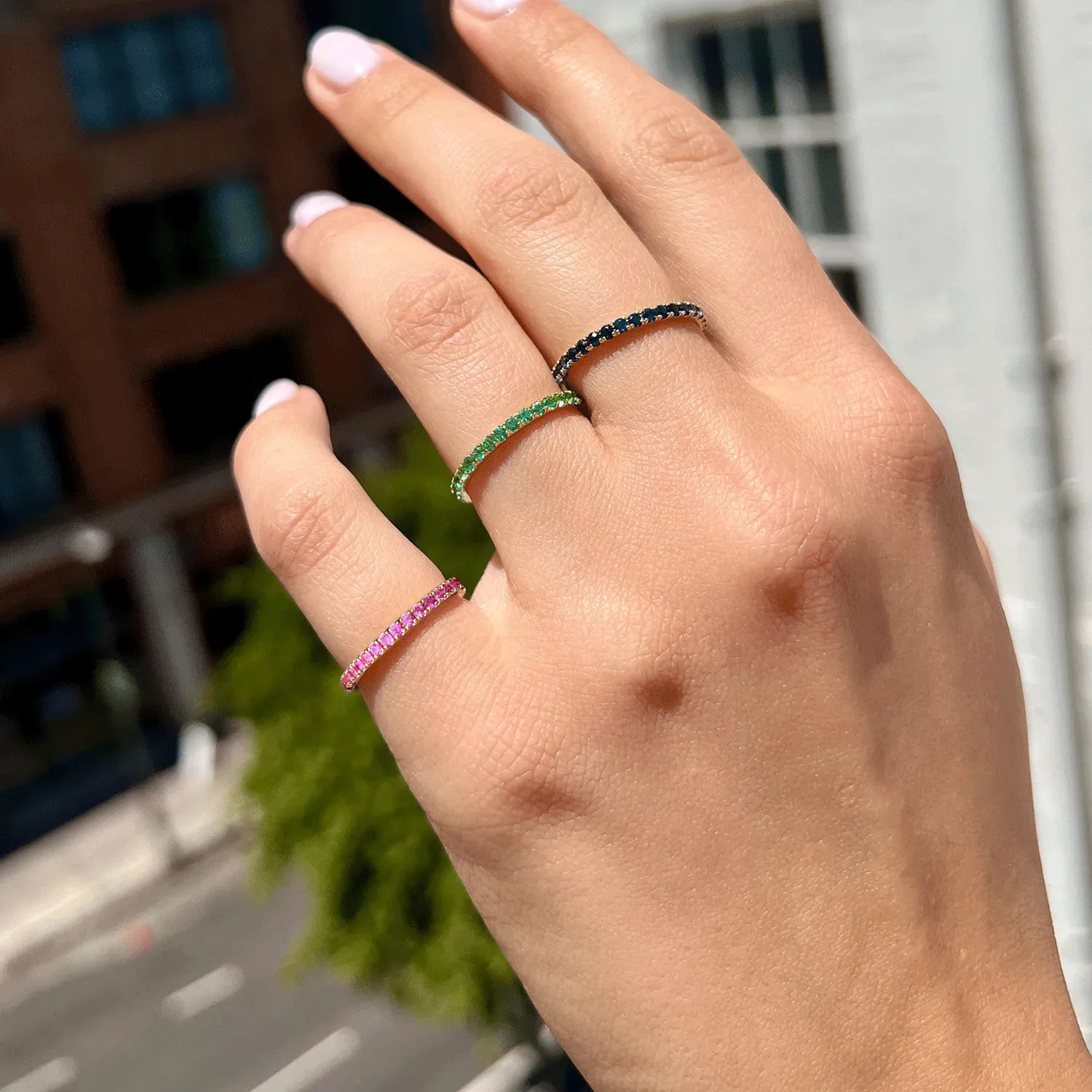 Pink Sapphire U Pave Band sold by Baby Gold product image thumbnail 5