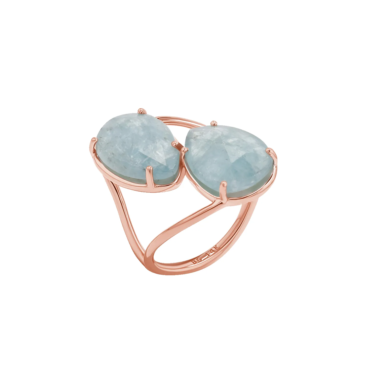 Pear Shape Aquamarine Duo Rose Cut Ring sold by Baby Gold product image thumbnail 3