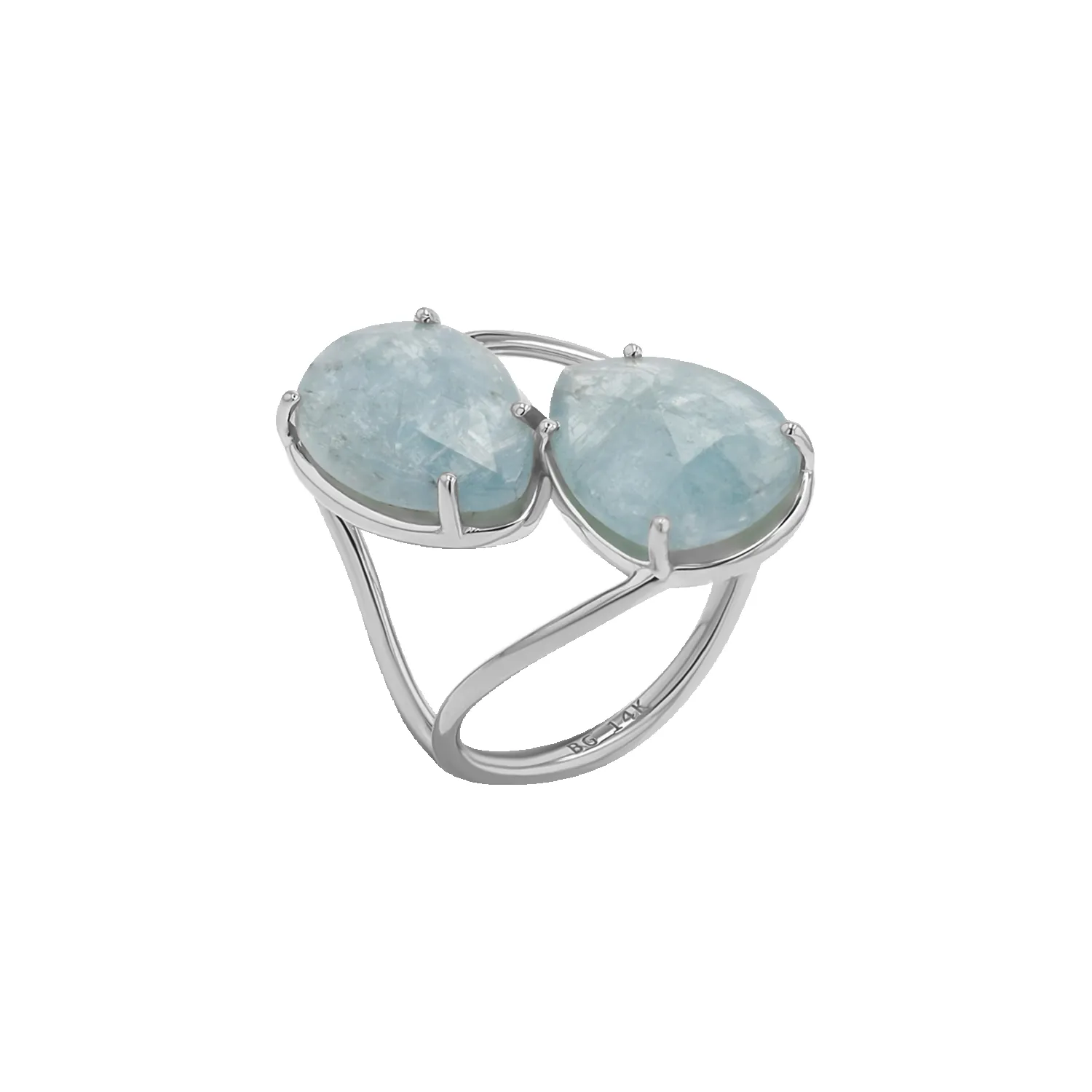 Pear Shape Aquamarine Duo Rose Cut Ring sold by Baby Gold product image thumbnail 2