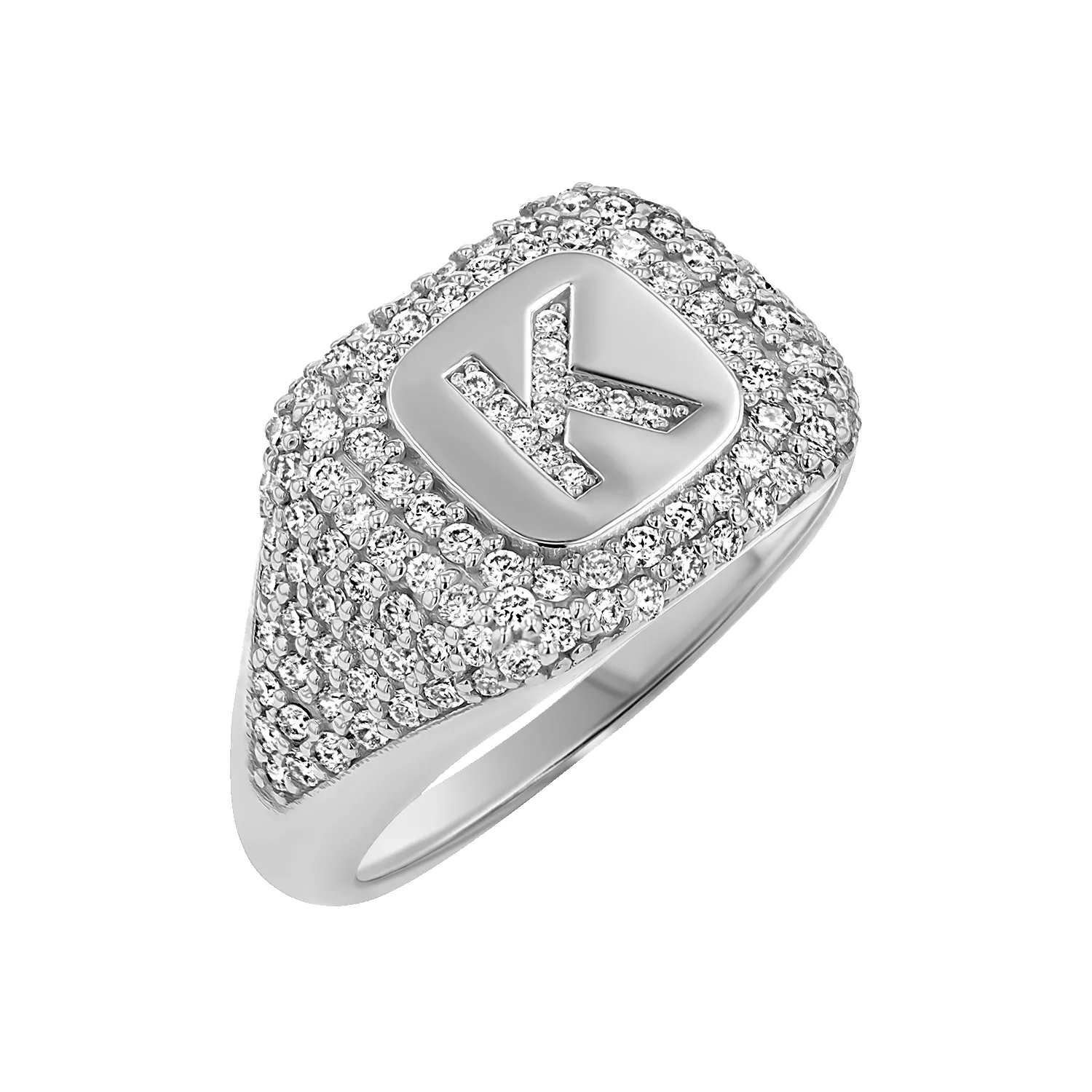 Diamond Pave Initial Signet Ring sold by Baby Gold product image thumbnail 2