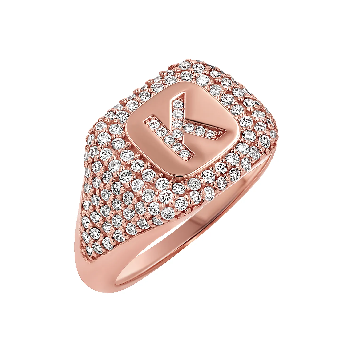 Diamond Pave Initial Signet Ring sold by Baby Gold product image thumbnail 3
