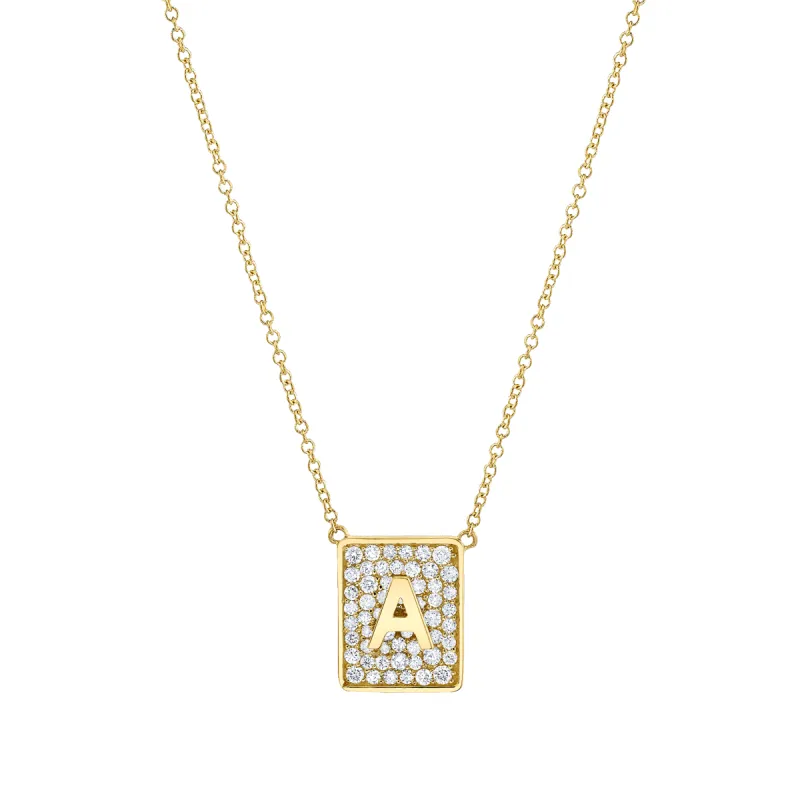 Square Diamond Initial Necklace sold by Baby Gold