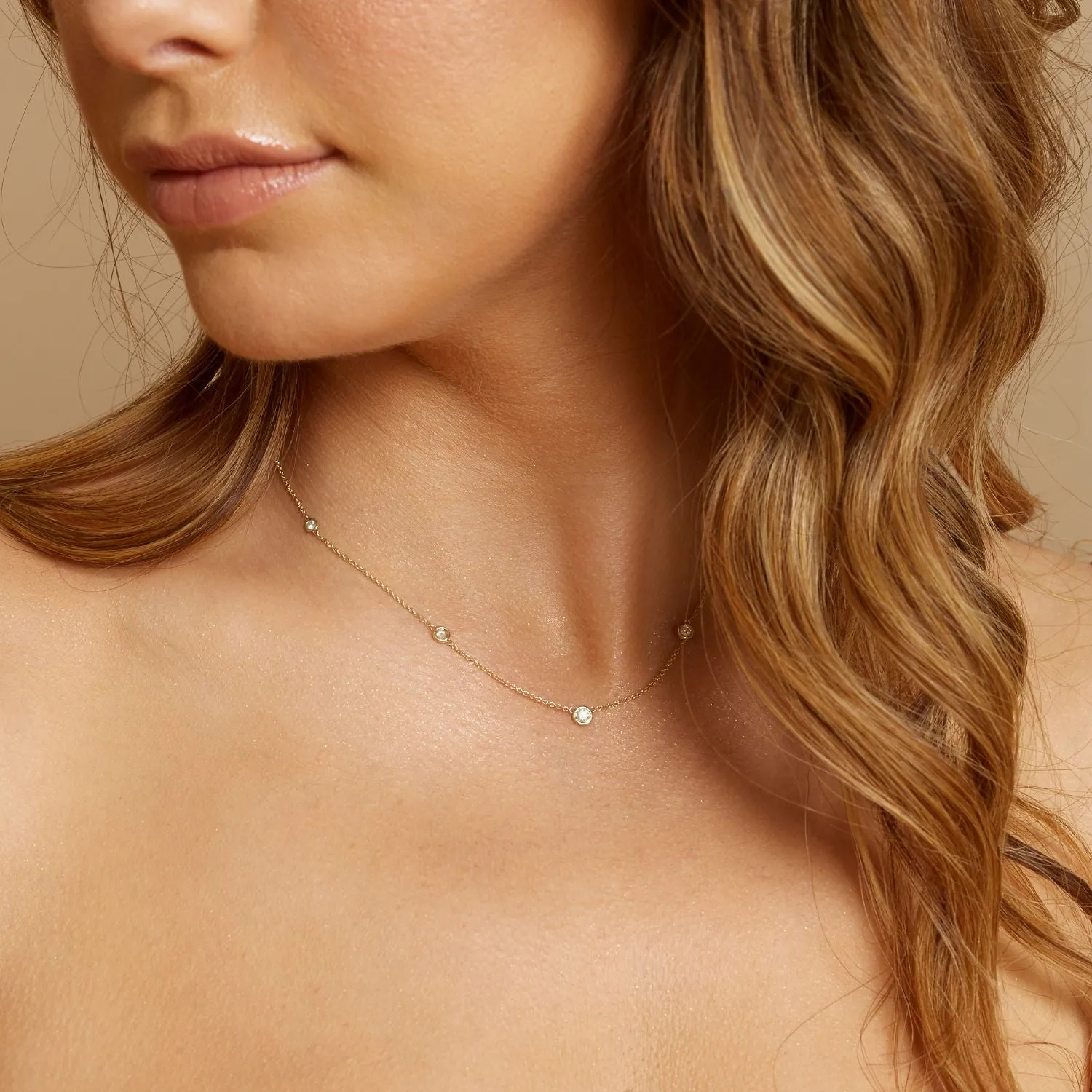 Diamond Bezel Strand Necklace sold by Baby Gold product image thumbnail 5