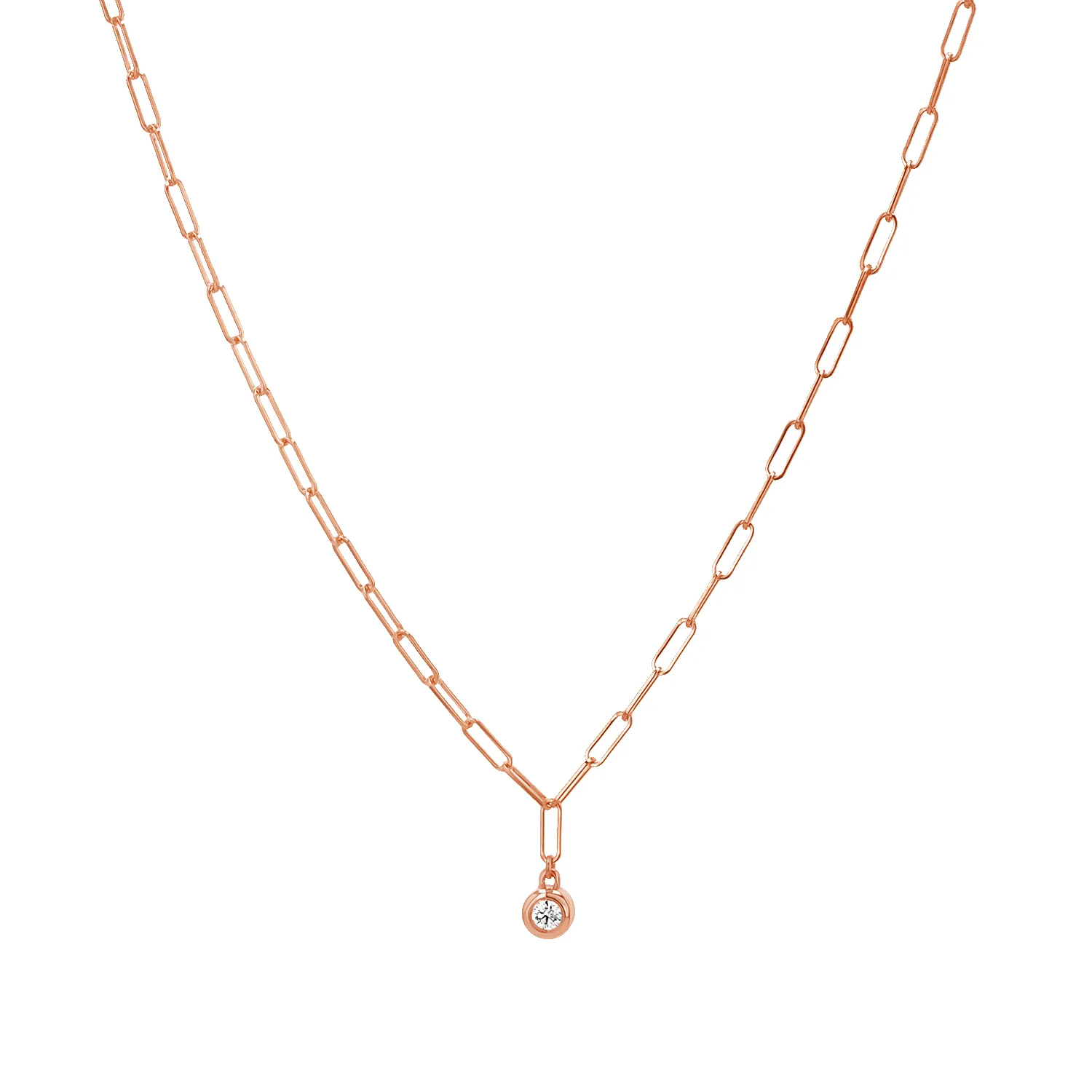 Wire Paperclip Diamond Bezel Necklace sold by Baby Gold product image thumbnail 3
