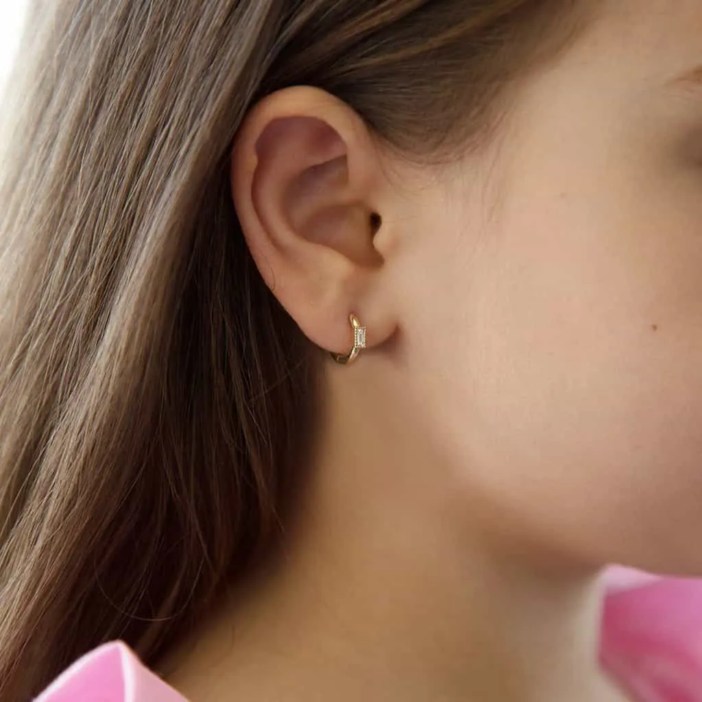 Shapes Baguette Huggie Earrings sold by Baby Gold product image thumbnail 4