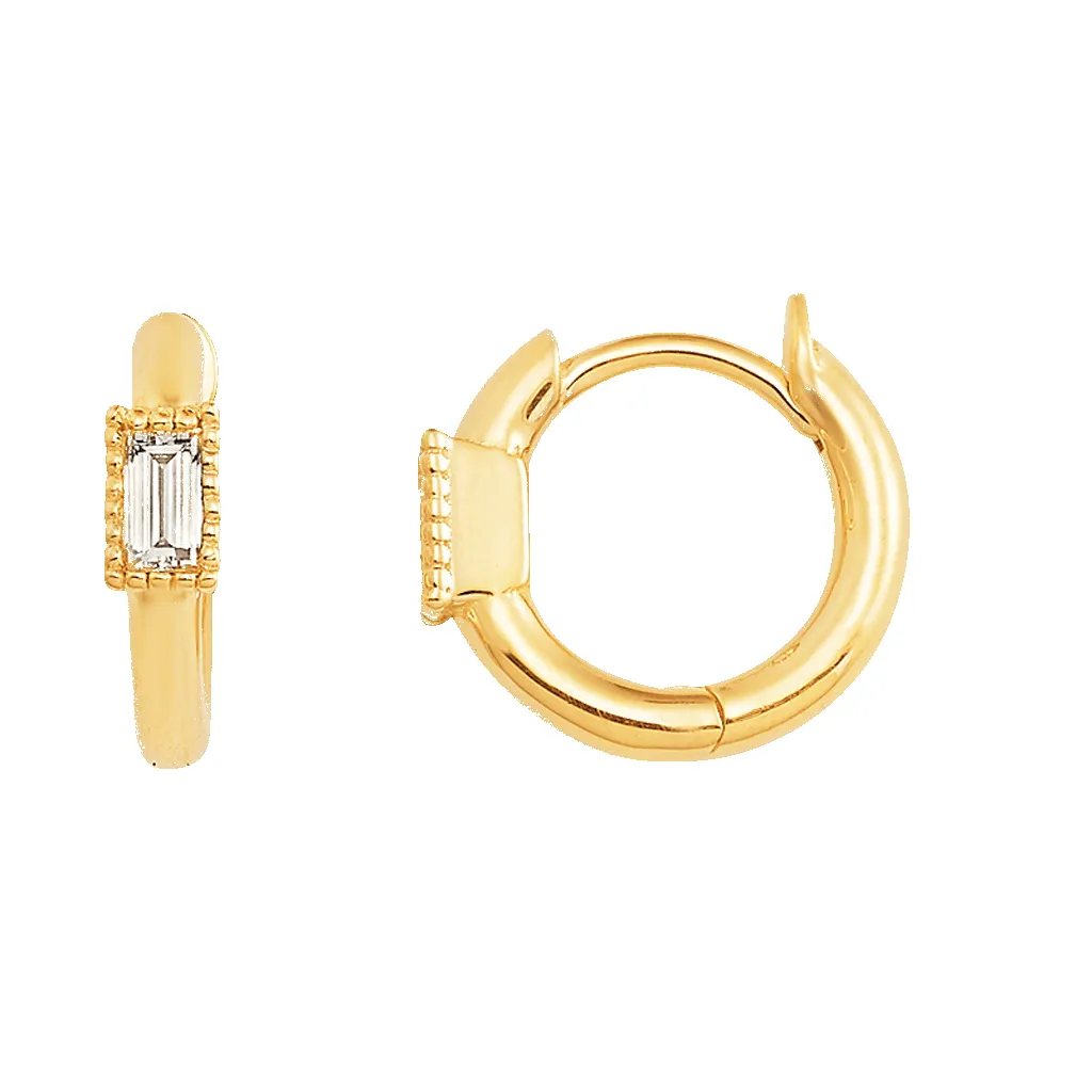 Shapes Baguette Huggie Earrings sold by Baby Gold