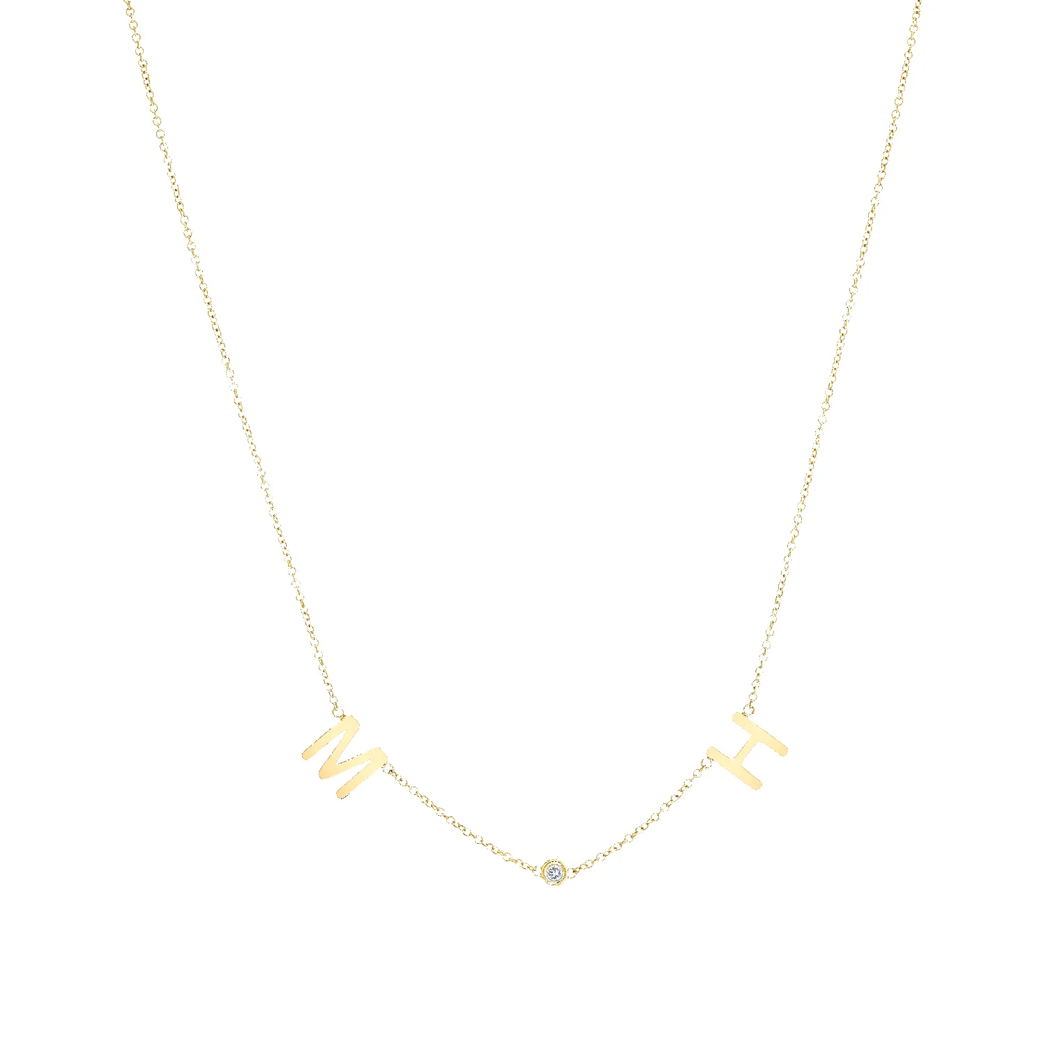 Double Letter Diamond Bezel Necklace sold by Baby Gold