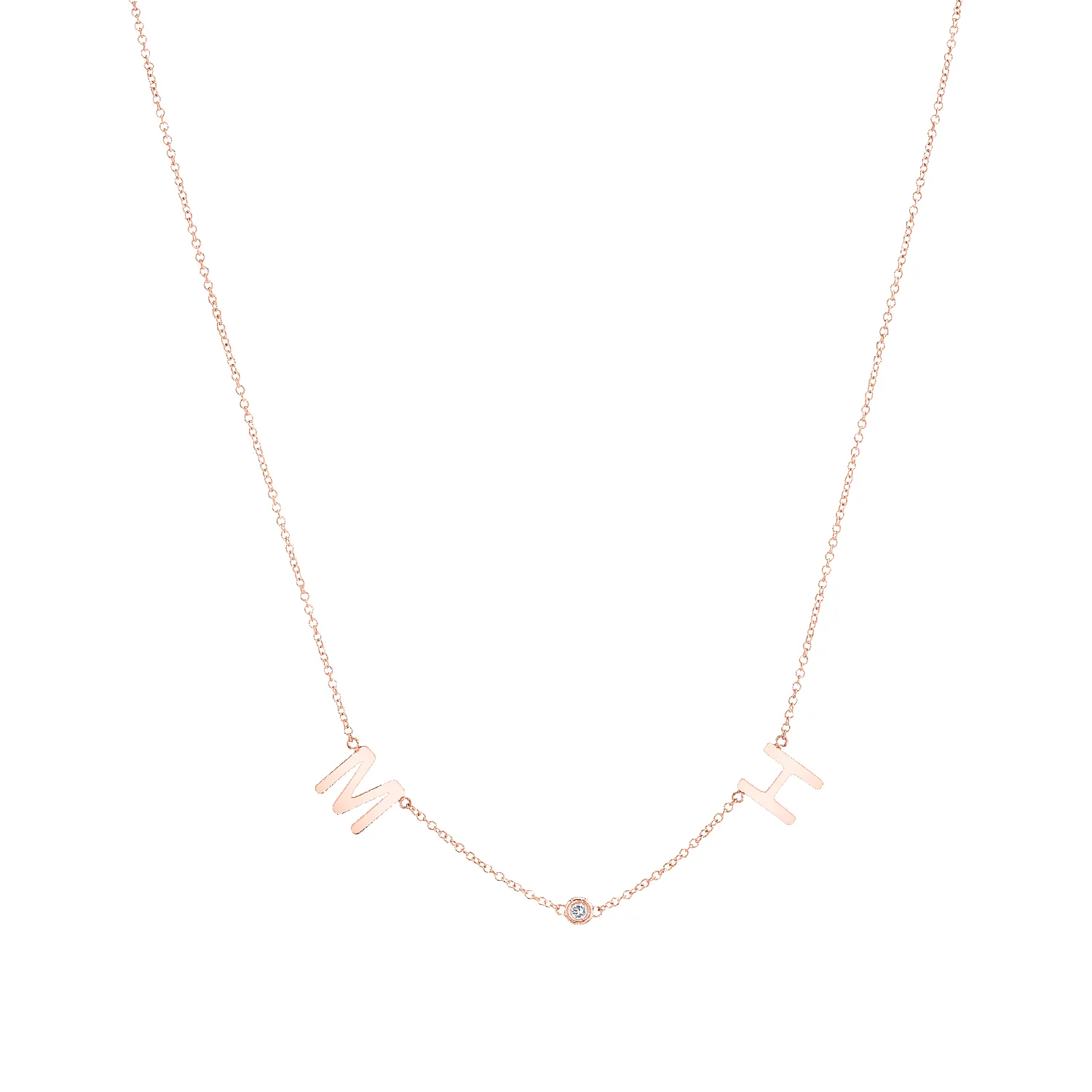 Double Letter Diamond Bezel Necklace sold by Baby Gold product image thumbnail 3