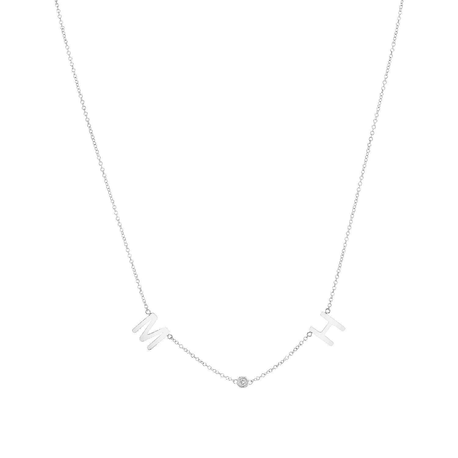 Double Letter Diamond Bezel Necklace sold by Baby Gold product image thumbnail 2