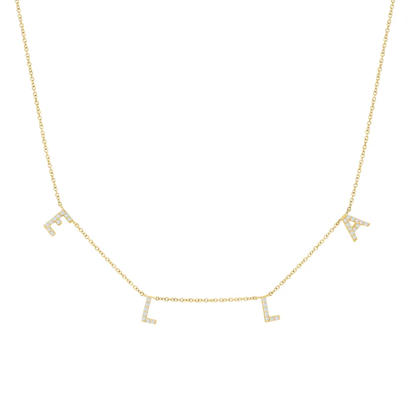 Diamond Spaced Letter Necklace sold by Baby Gold