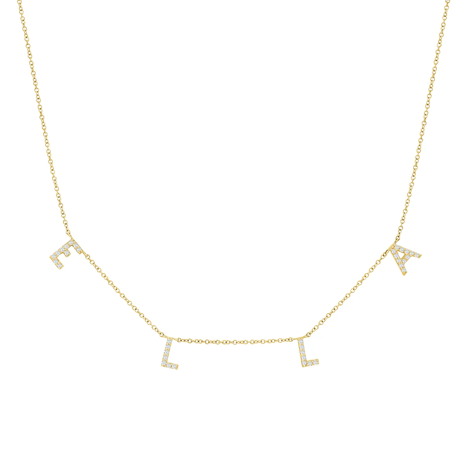 Diamond Spaced Letter Necklace sold by Baby Gold