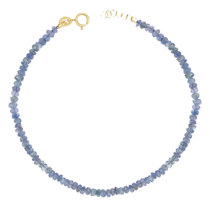 Blue Sapphire Faceted Bead Bracelet sold by Baby Gold