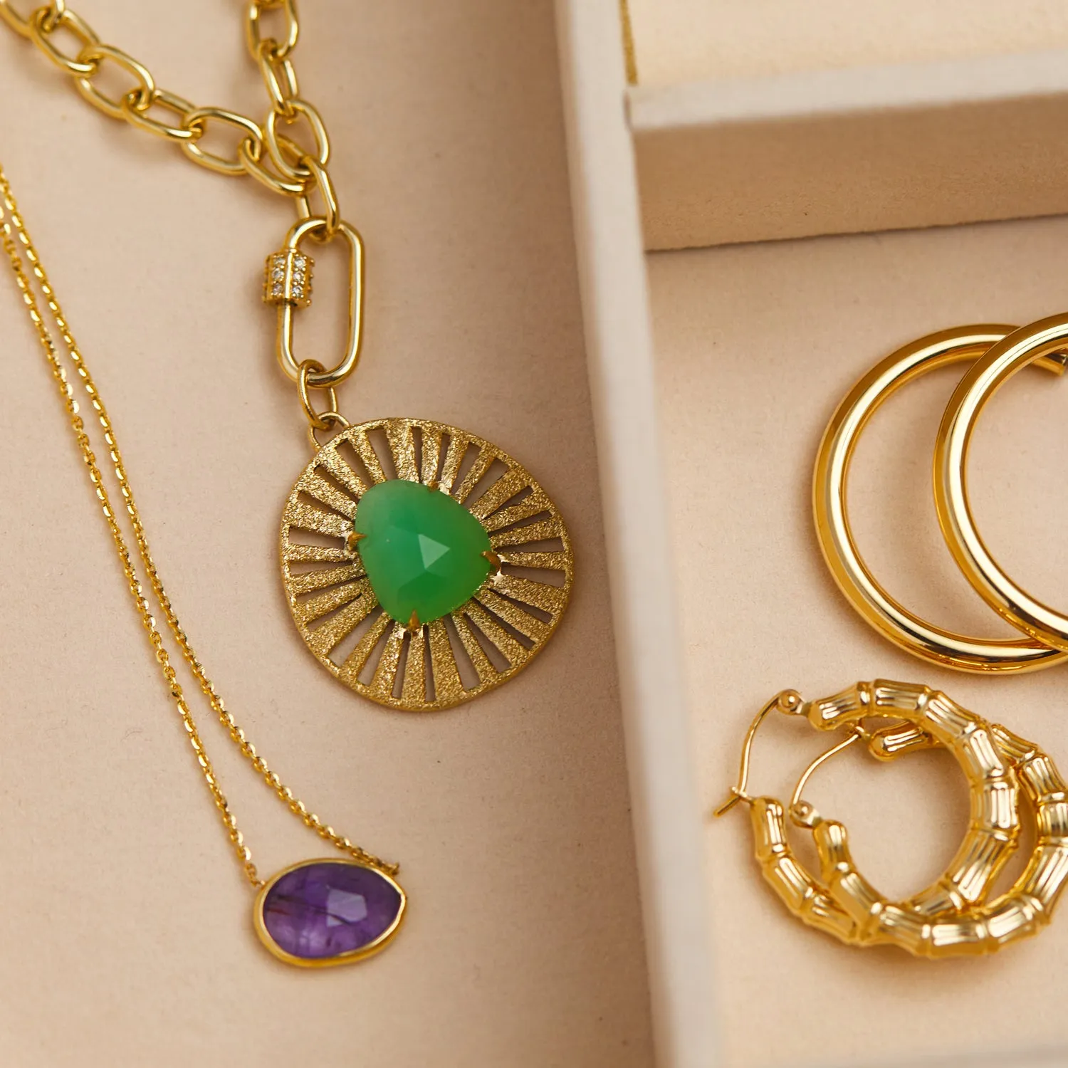 Chrysoprase Medallion Charm sold by Baby Gold product image thumbnail 4