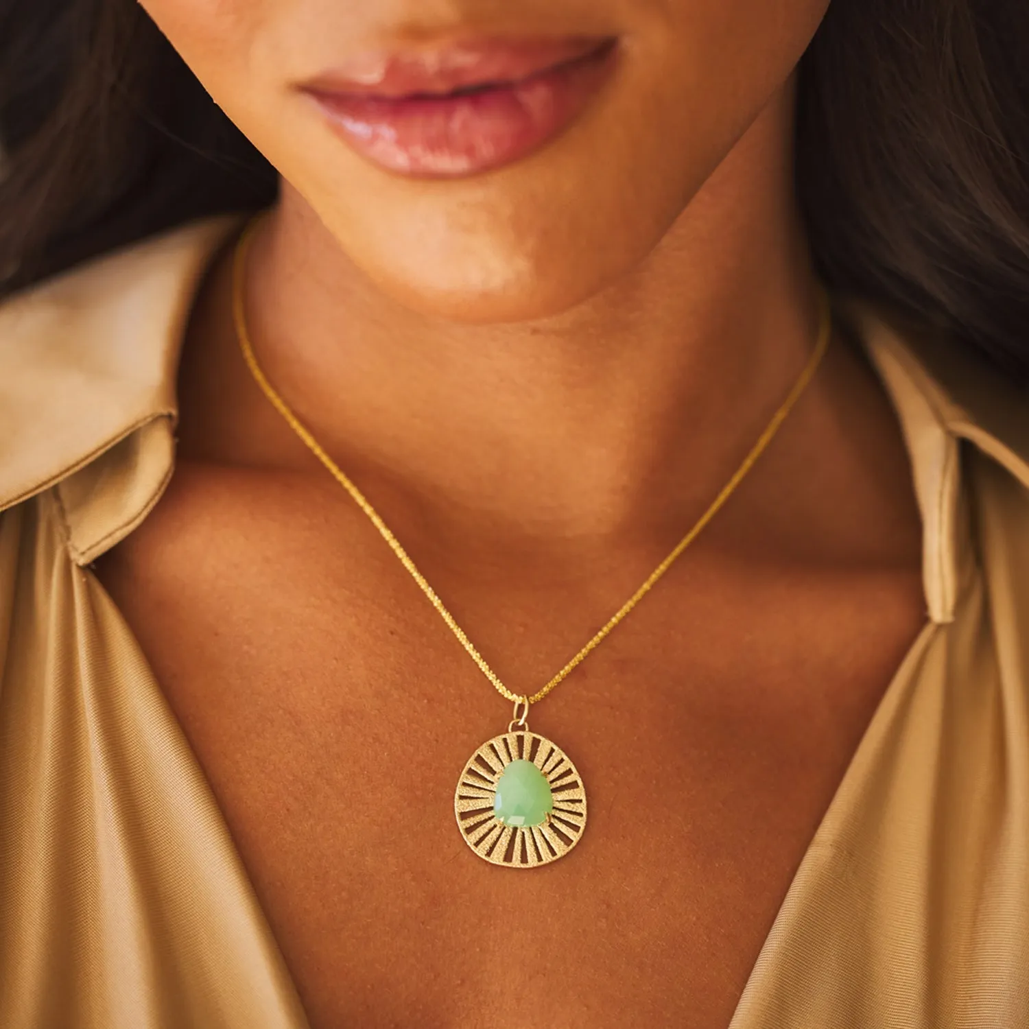 Chrysoprase Medallion Charm sold by Baby Gold product image thumbnail 5