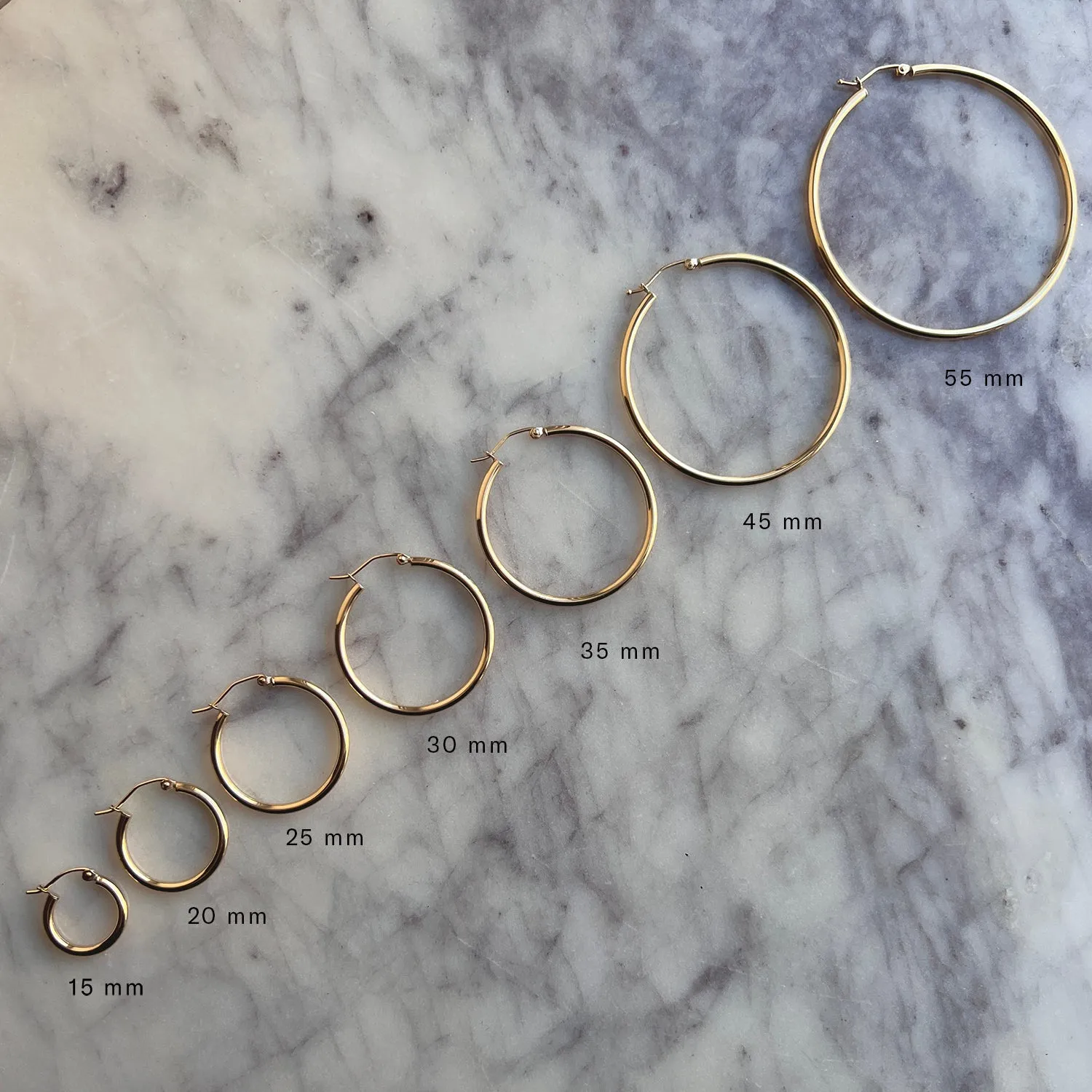 2mm Gold Tube Hoop Earrings sold by Baby Gold product image thumbnail 5