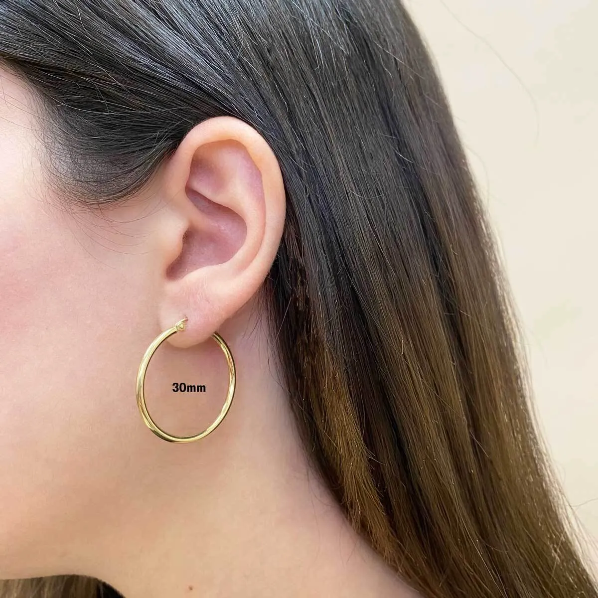 2mm Gold Tube Hoop Earrings sold by Baby Gold product image thumbnail 2