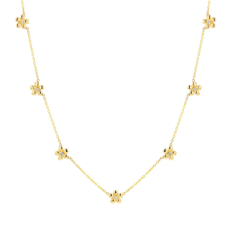 Diamond Flower Chain Necklace sold by Baby Gold