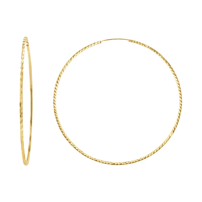 Diamond Cut Endless Hoop Earrings sold by Baby Gold