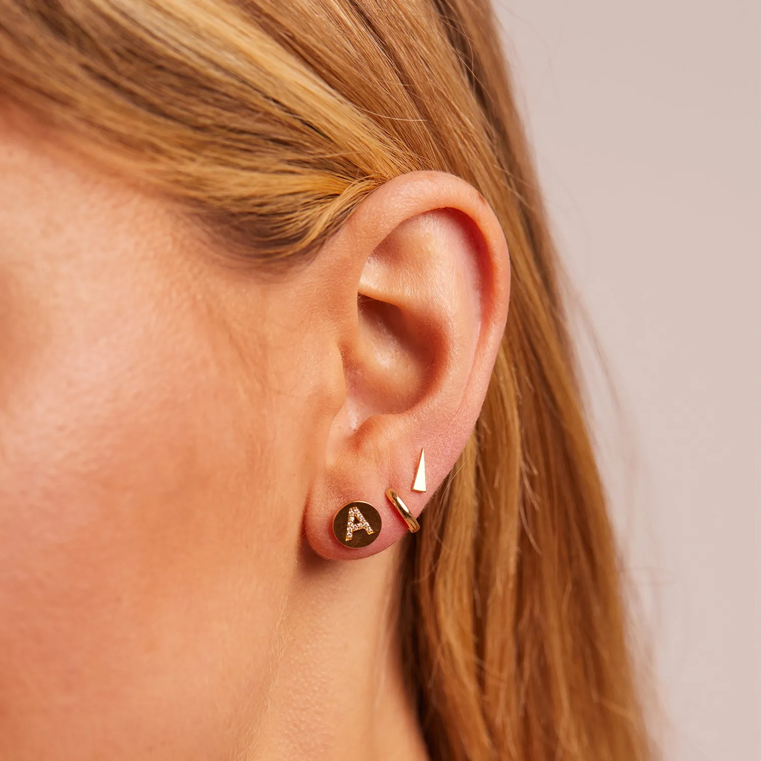 Diamond Initial Coin Earrings sold by Baby Gold product image thumbnail 5