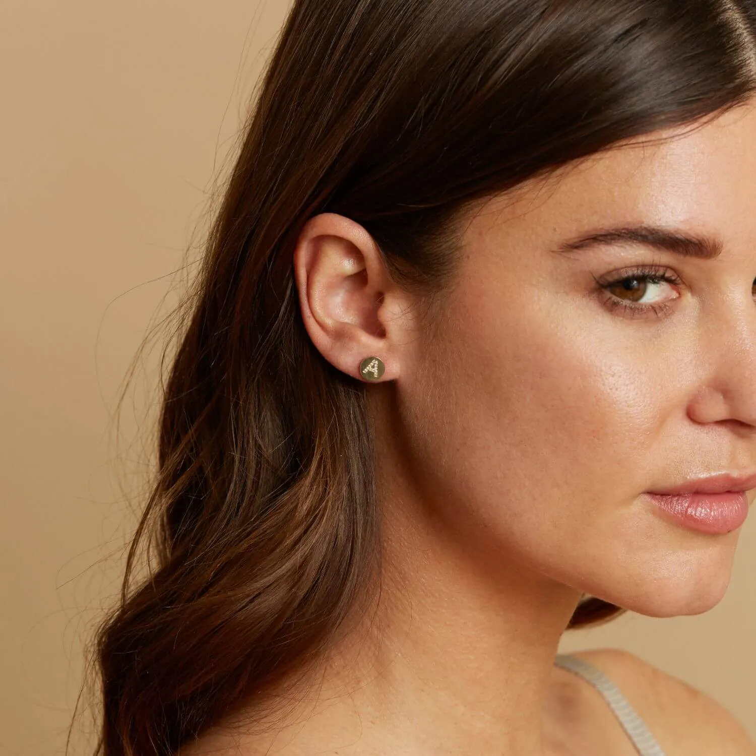 Diamond Initial Coin Earrings sold by Baby Gold product image thumbnail 4