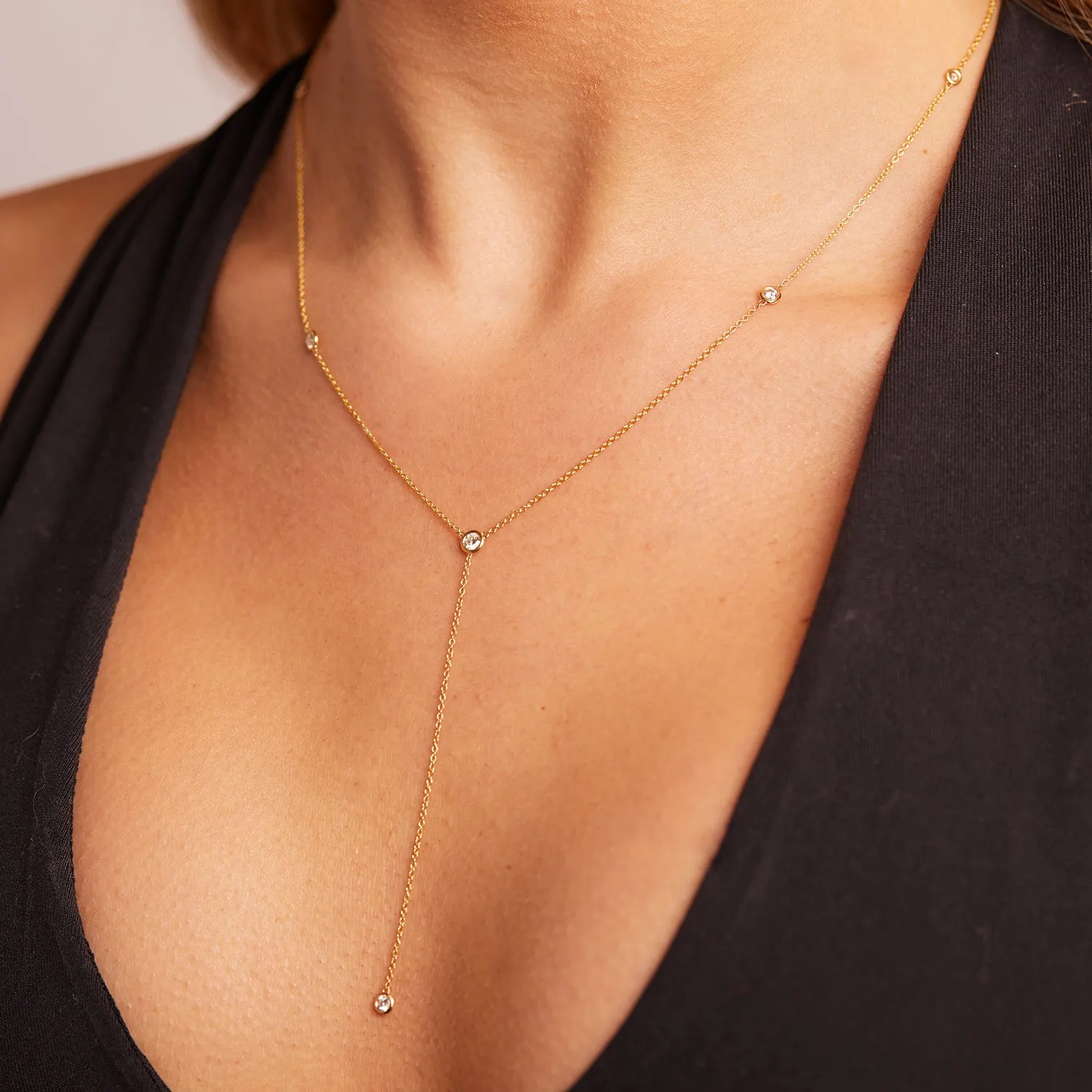 Diamond Lariat Necklace sold by Baby Gold product image thumbnail 4