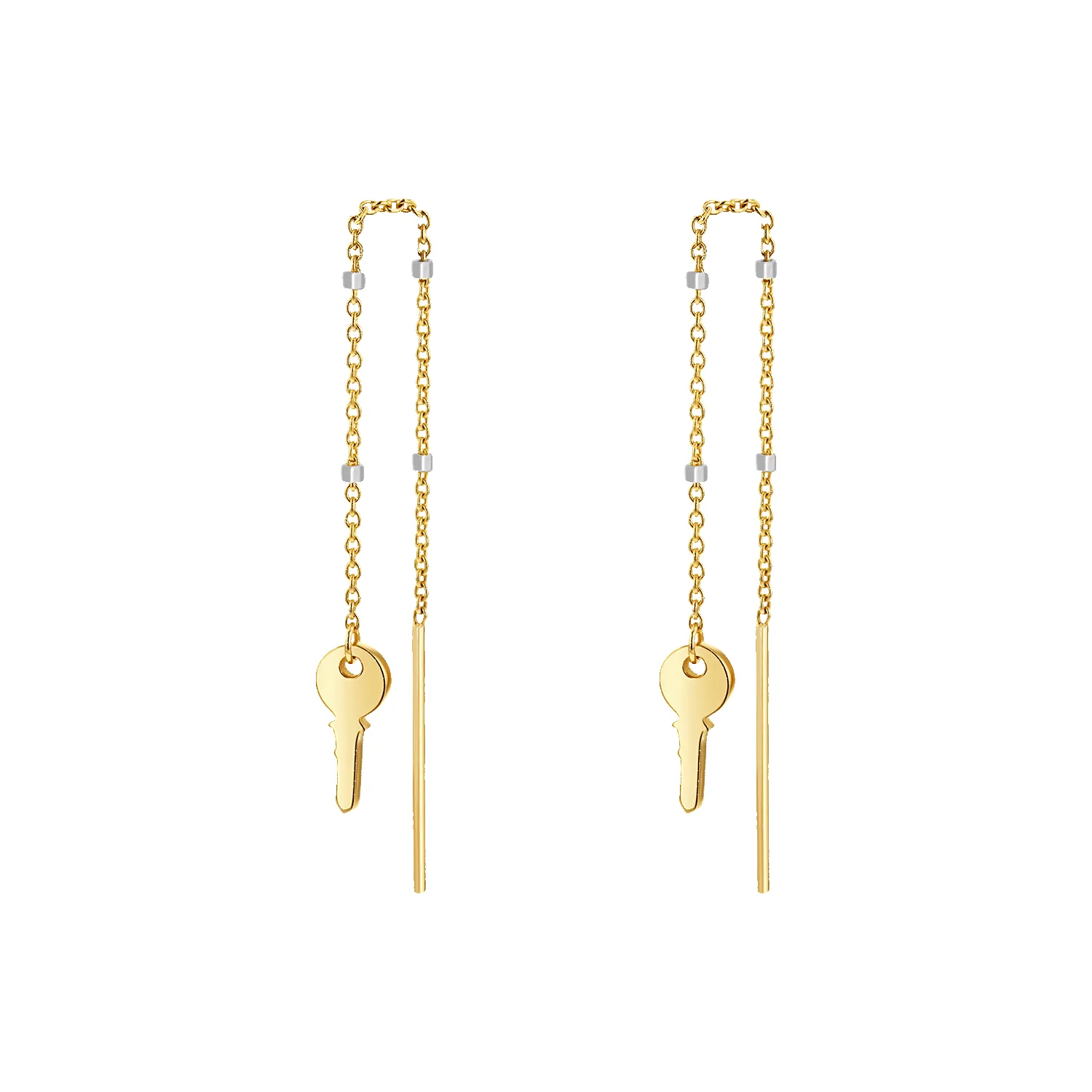 Key Sparkle Chain Threader Earring sold by Baby Gold product image thumbnail 4