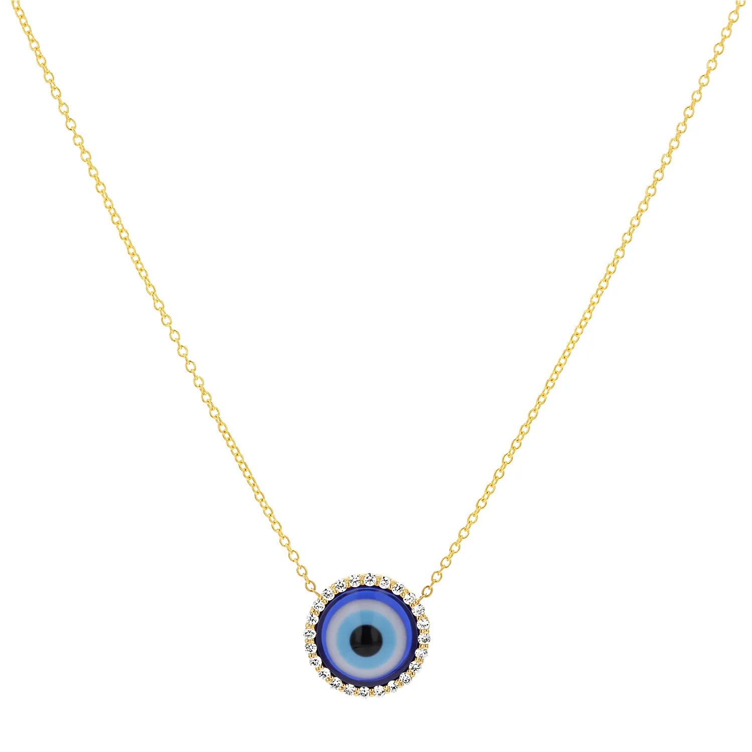 Round Diamond Evil Eye Necklace sold by Baby Gold
