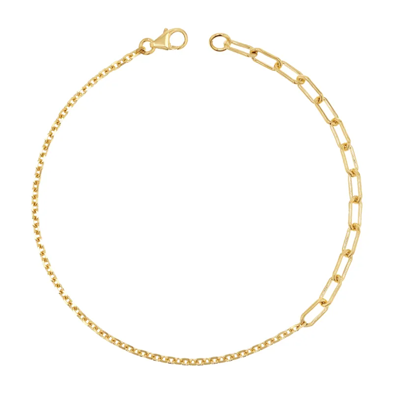 Diamond Cut Rolo & Paper Clip Chain Bracelet sold by Baby Gold