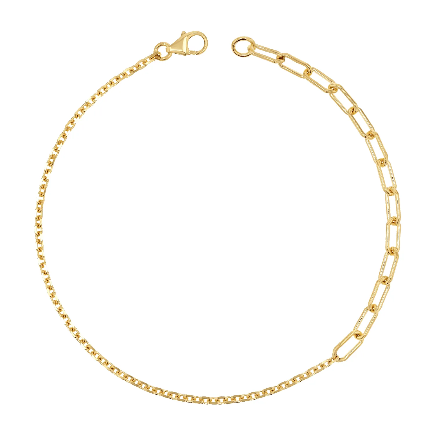 Diamond Cut Rolo & Paper Clip Chain Bracelet sold by Baby Gold