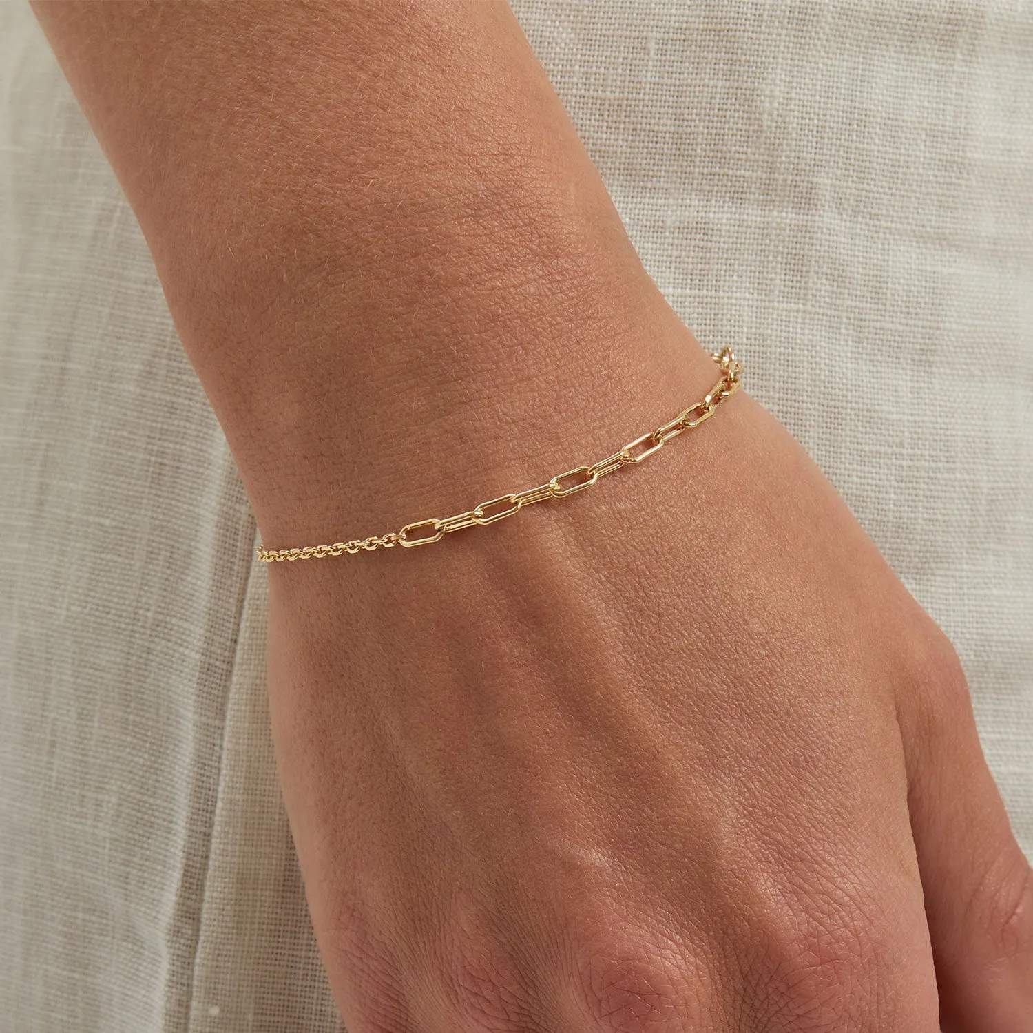 Diamond Cut Rolo & Paper Clip Chain Bracelet sold by Baby Gold product image thumbnail 4