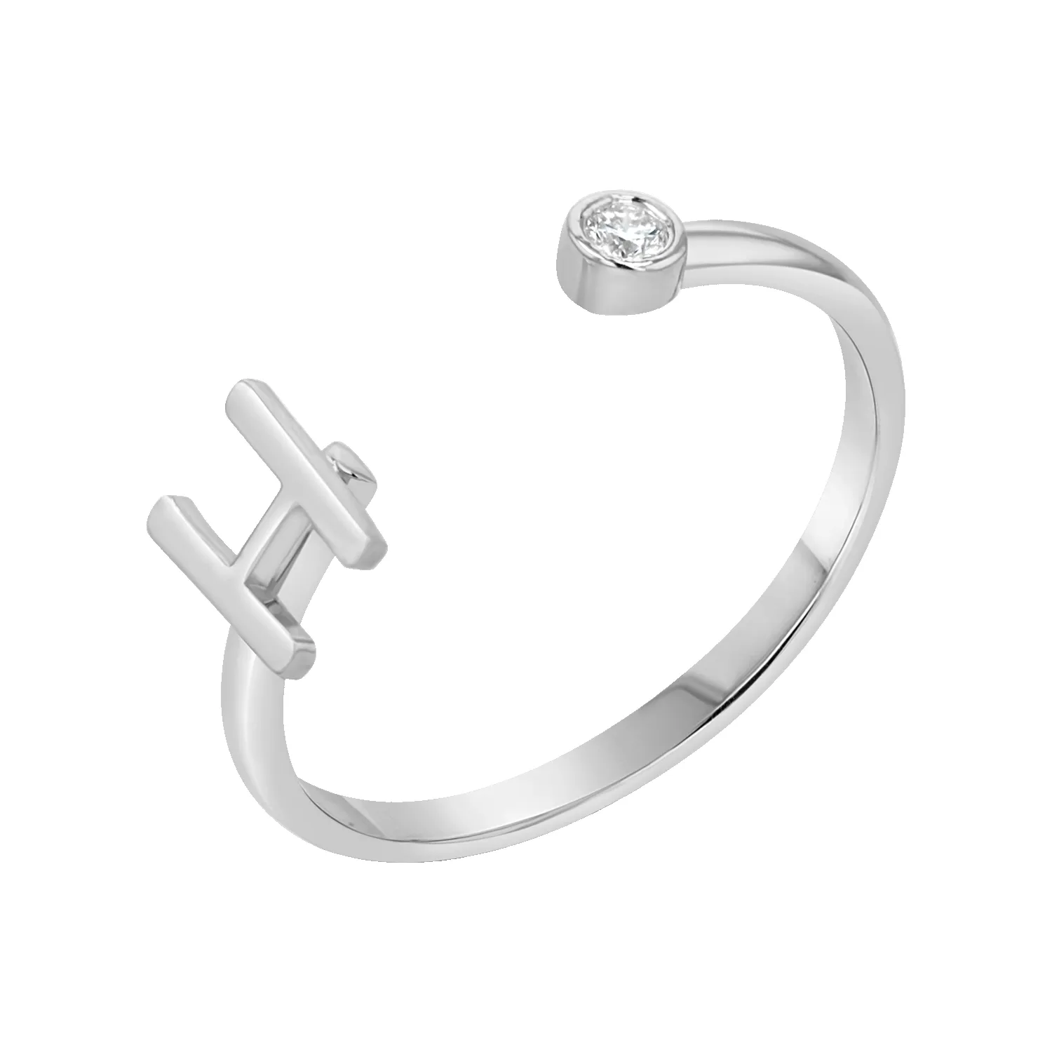 Solid Initial Letter Ring with Birthstone sold by Baby Gold product image thumbnail 2
