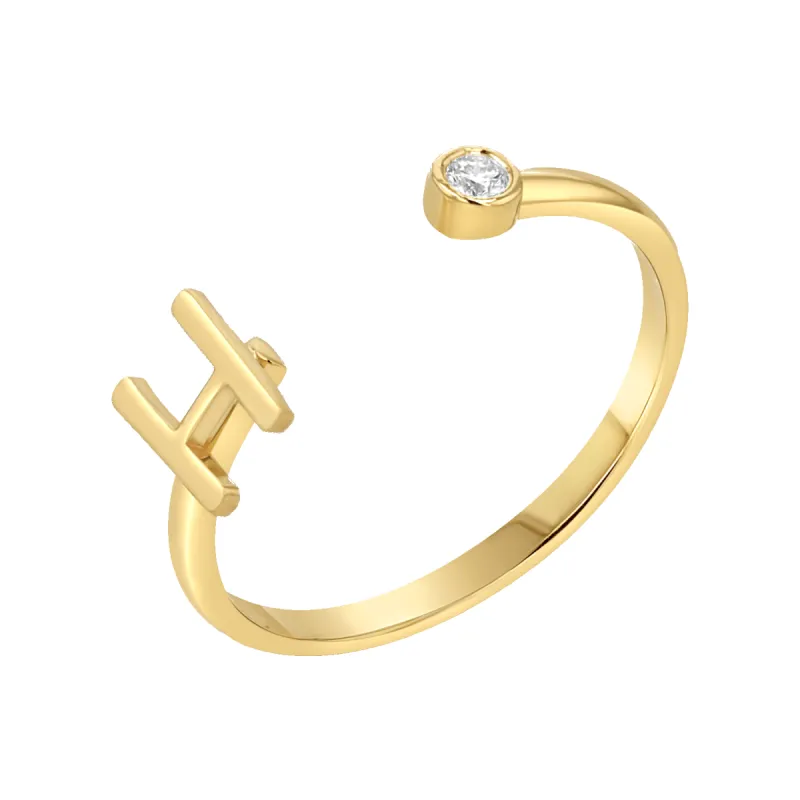 Solid Initial Letter Ring with Birthstone sold by Baby Gold