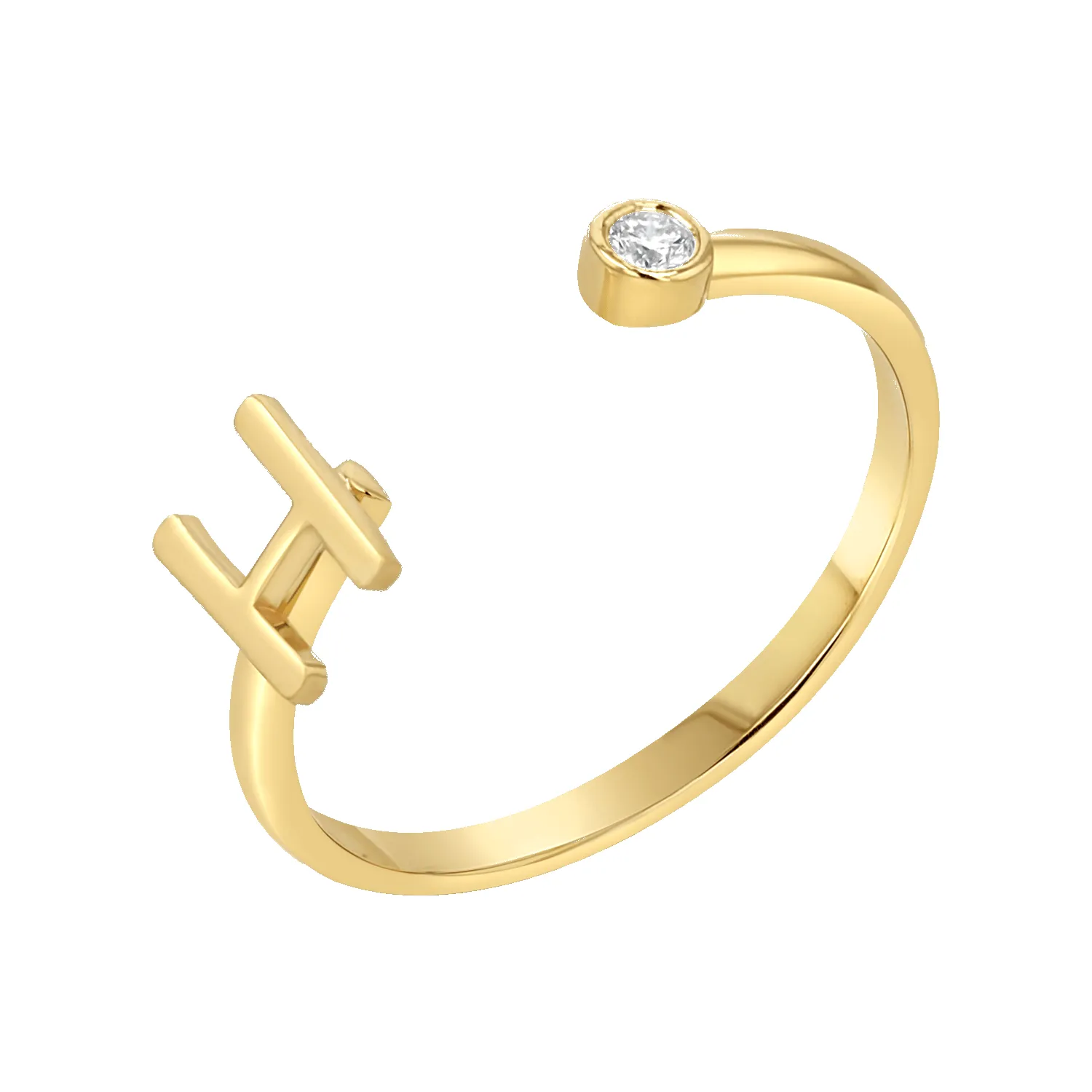 Solid Initial Letter Ring with Birthstone sold by Baby Gold