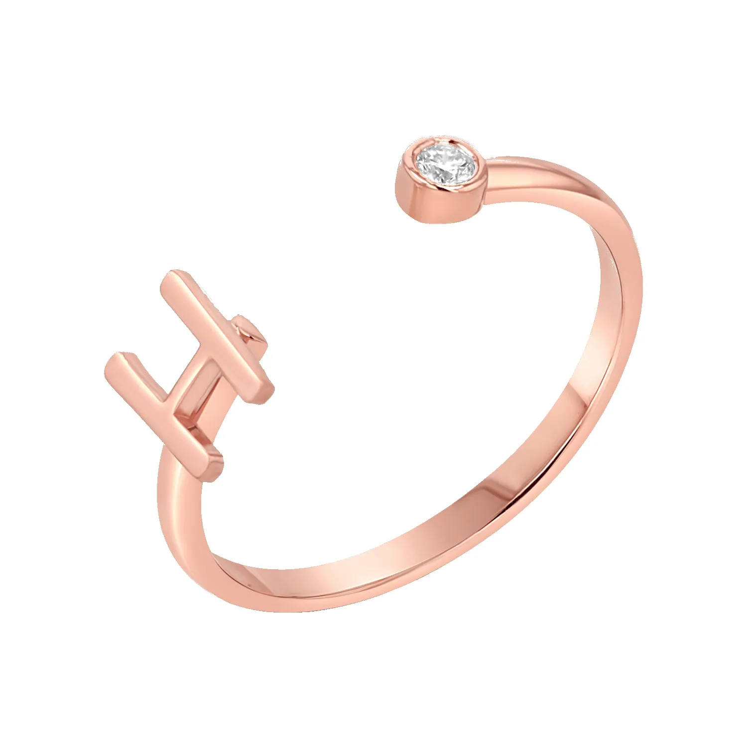 Solid Initial Letter Ring with Birthstone sold by Baby Gold product image thumbnail 3