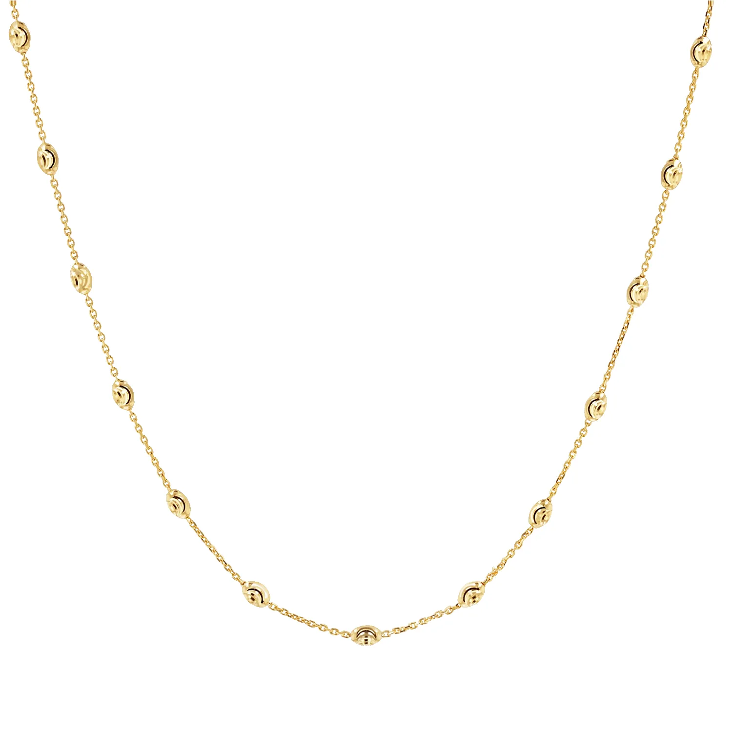 Spaced Mooncut Bead Necklace sold by Baby Gold