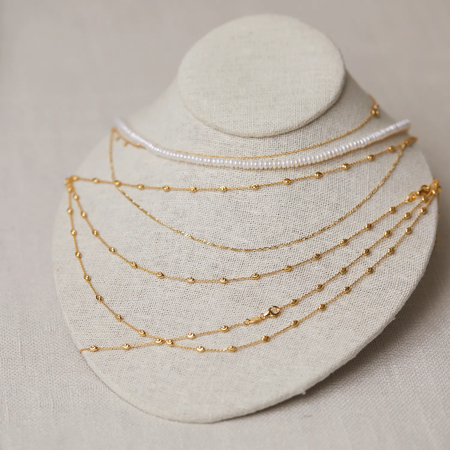 Spaced Mooncut Bead Necklace sold by Baby Gold product image thumbnail 4