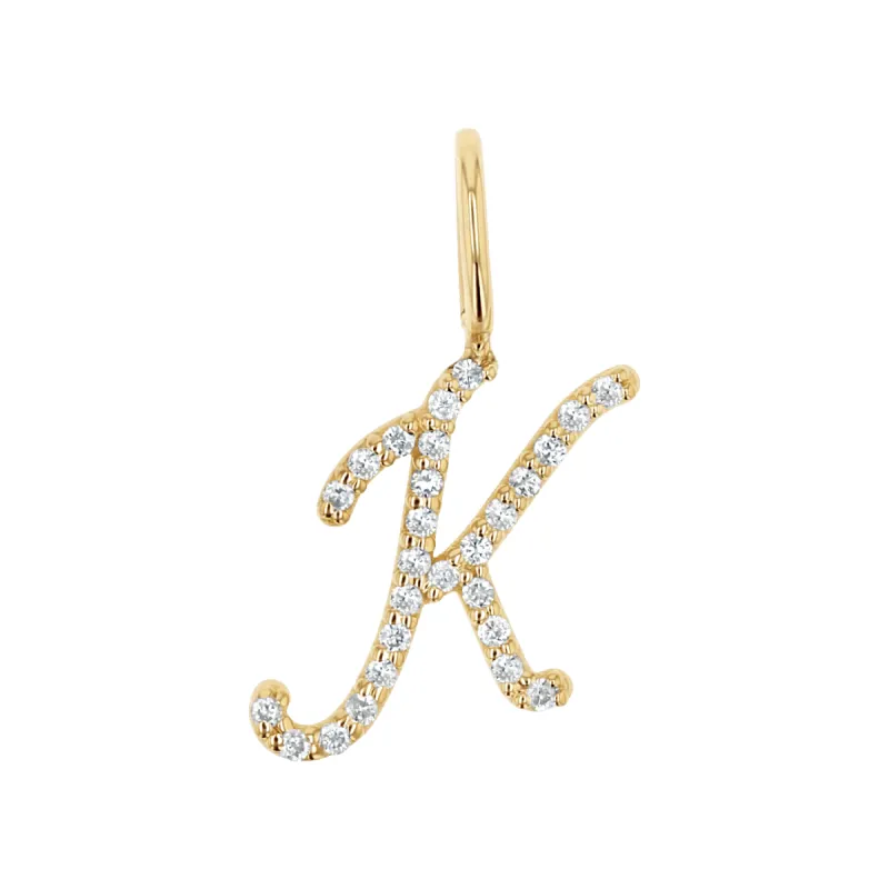 Diamond Script Letter Charm sold by Baby Gold