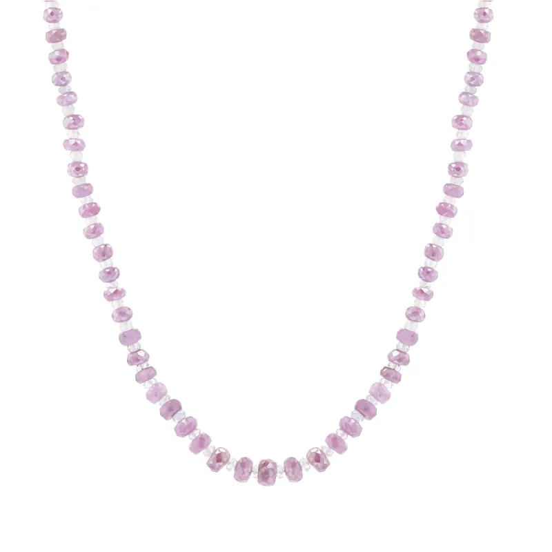 Pink Sapphire & Aquamarine Beaded Strand Necklace sold by Baby Gold