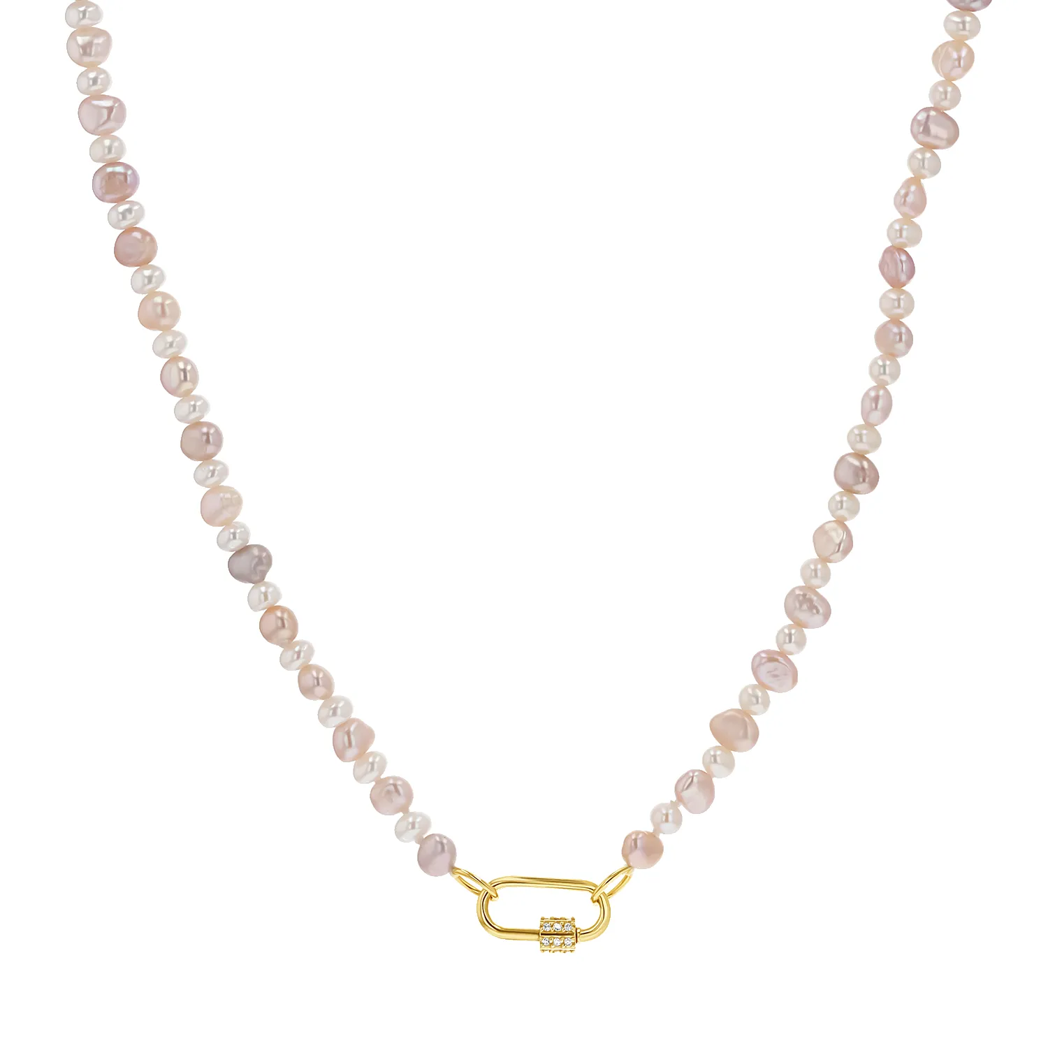 Blush and White Pearl Connector Necklace sold by Baby Gold