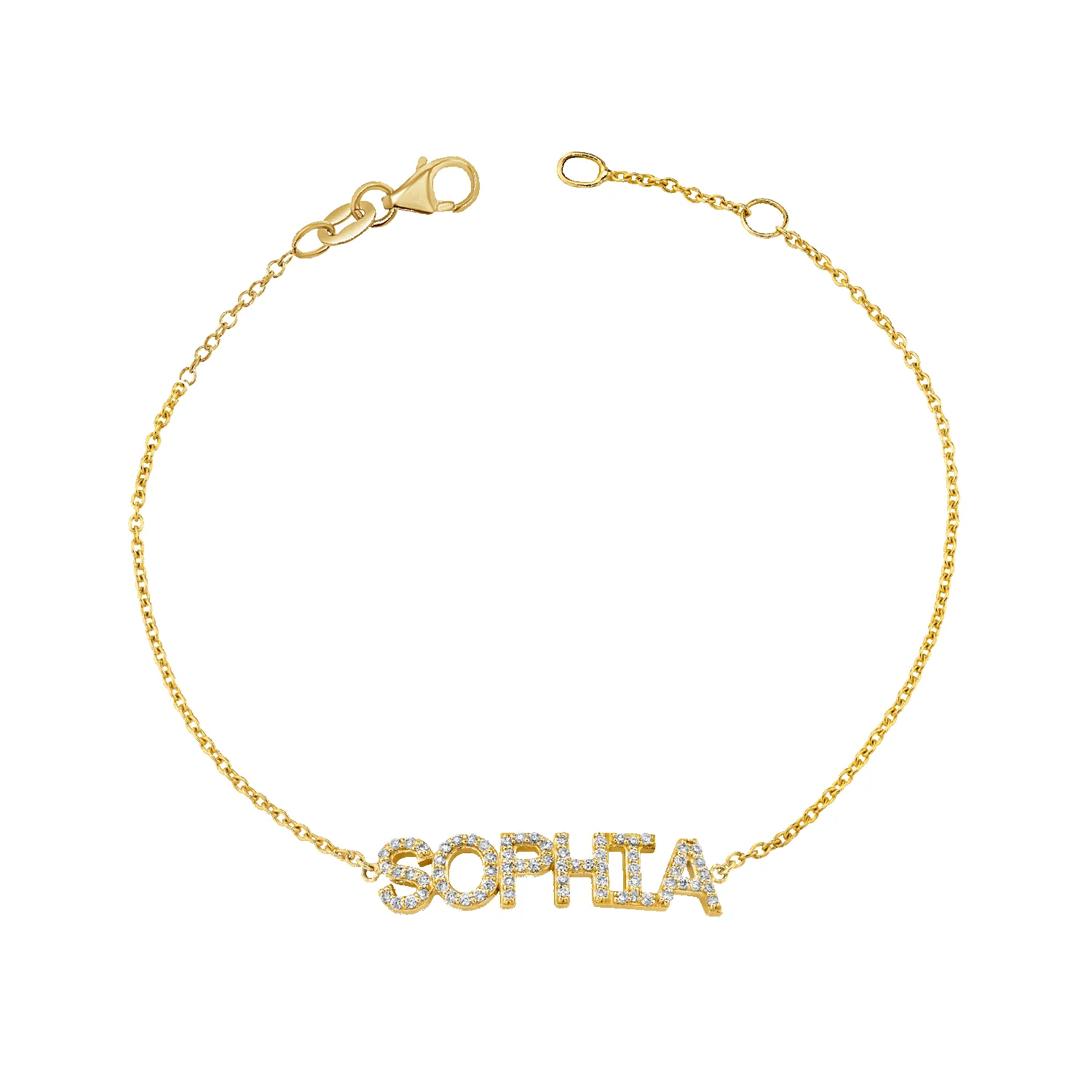 Diamond Custom Name Bracelet sold by Baby Gold