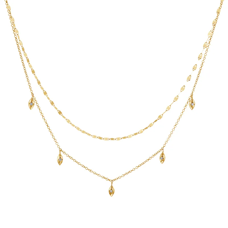 Demi Starset Diamond Drop Duo Necklace made by Baby Gold