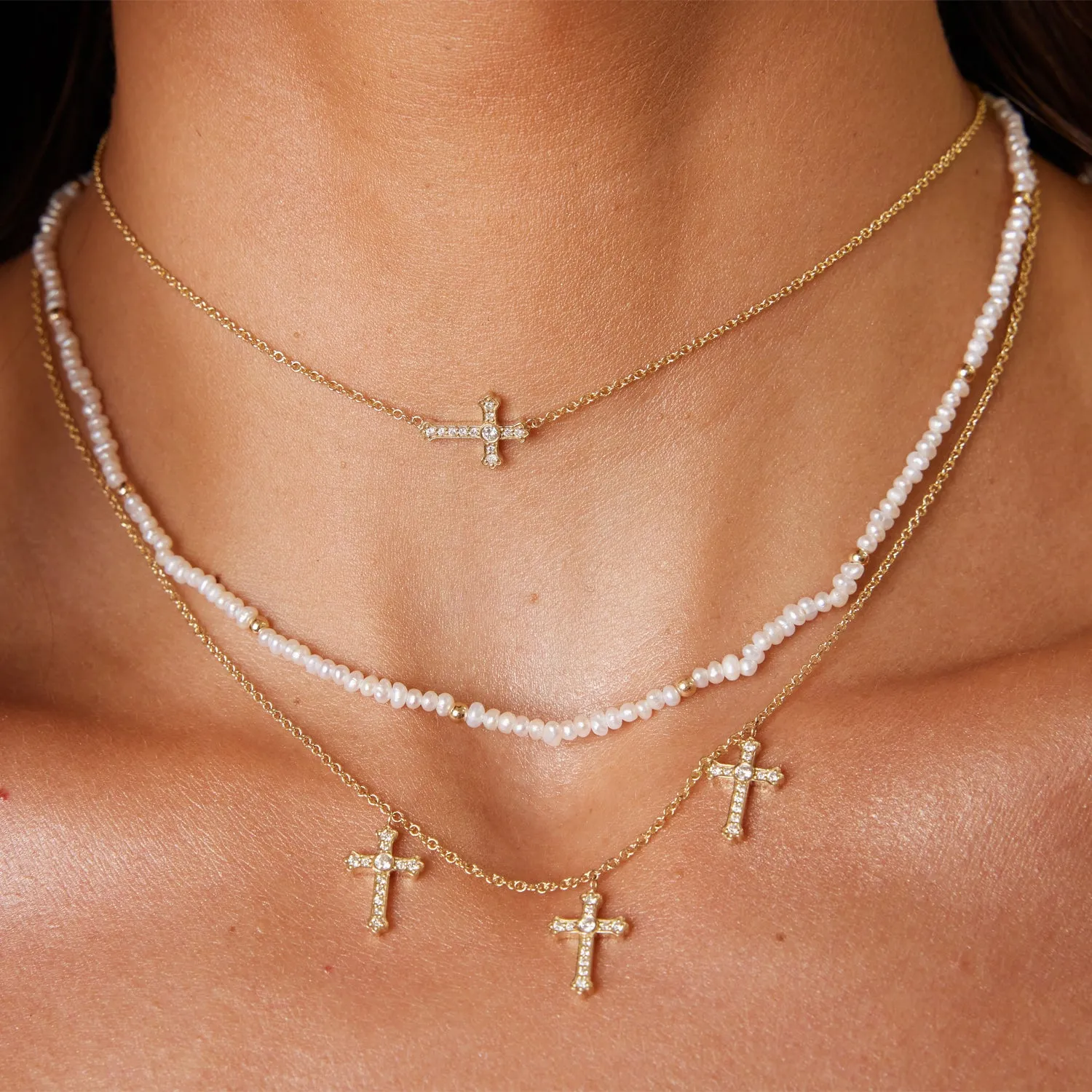 Diamond Sideways Cross Necklace sold by Baby Gold product image thumbnail 5