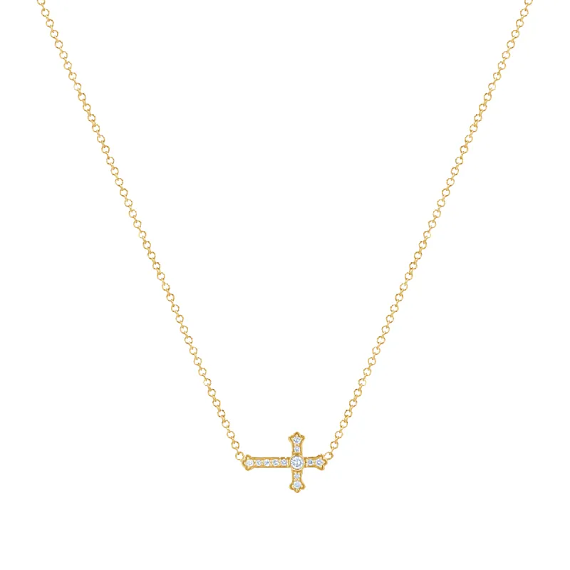 Diamond Sideways Cross Necklace sold by Baby Gold