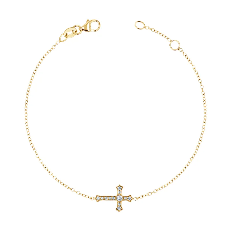 Diamond Sideways Cross Bracelet sold by Baby Gold