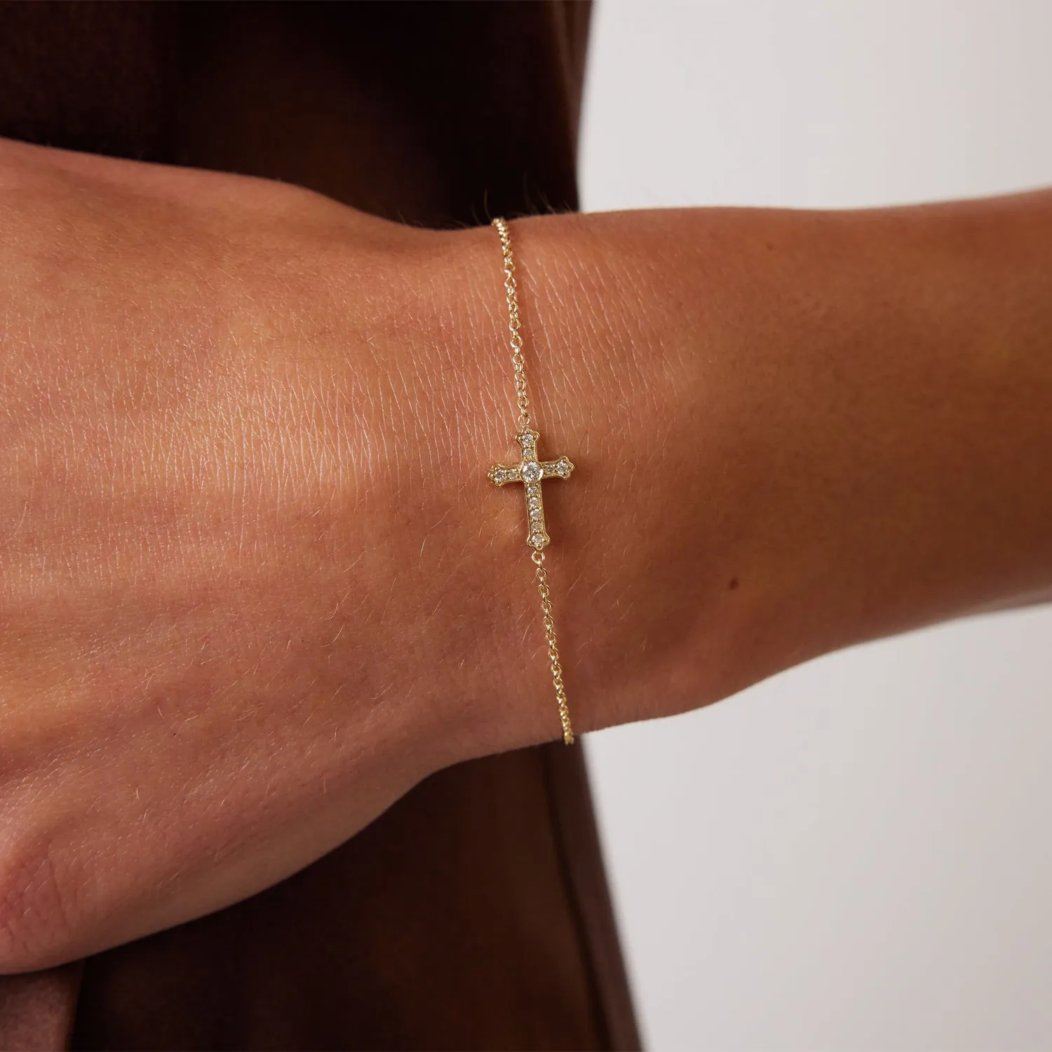 Diamond Sideways Cross Bracelet sold by Baby Gold product image thumbnail 5