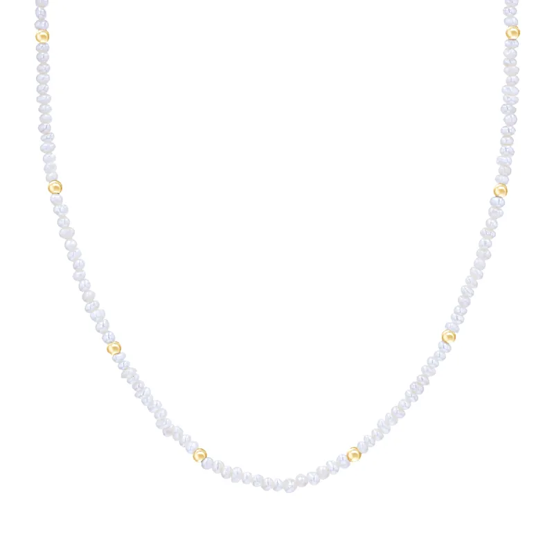 Gold Bead Station Pearl Necklace sold by Baby Gold