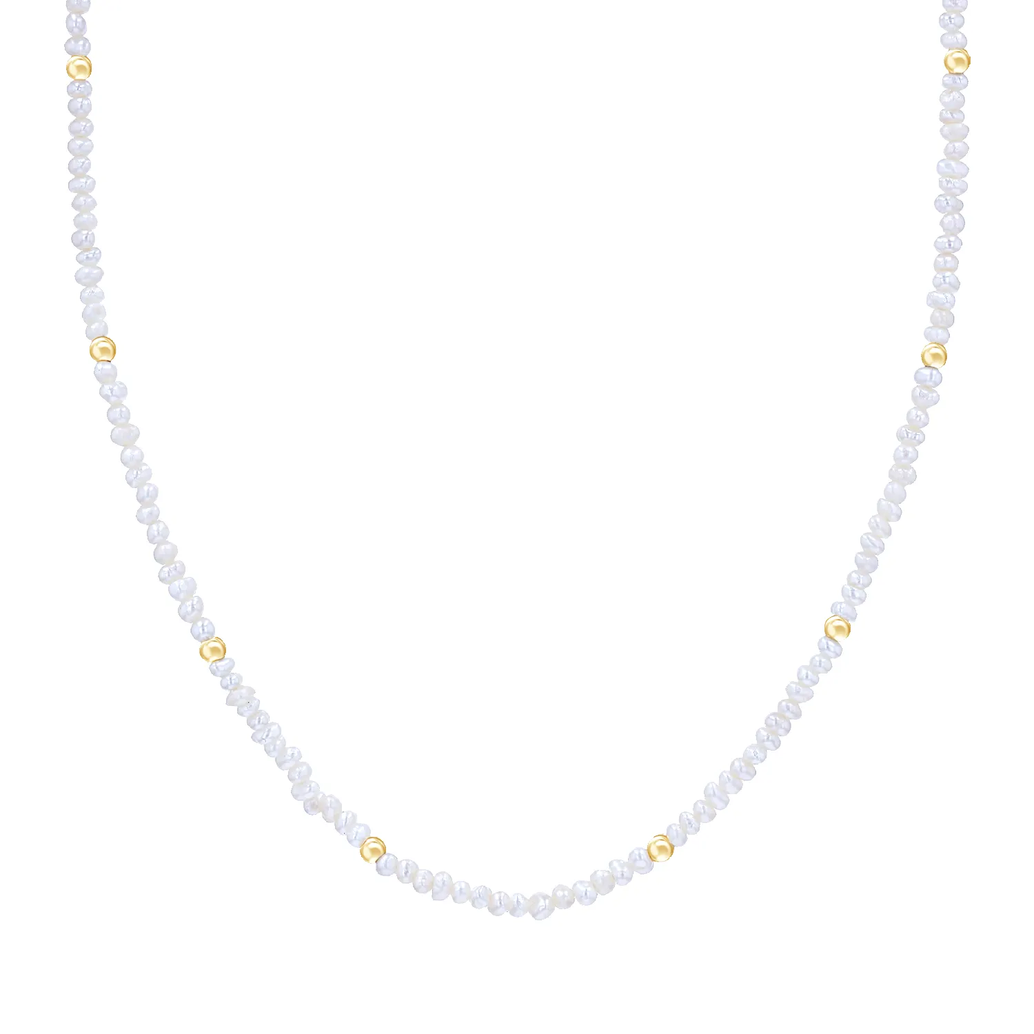 Gold Bead Station Pearl Necklace sold by Baby Gold