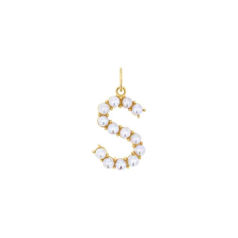 Pearl Letter Charm sold by Baby Gold