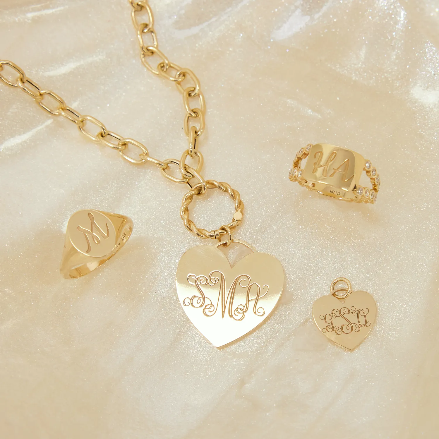 Heart Monogram Charm sold by Baby Gold product image thumbnail 4